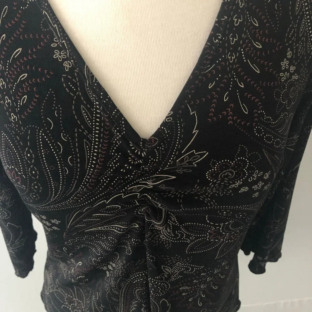 Black Patterned Blouse - Picture 3 of 7